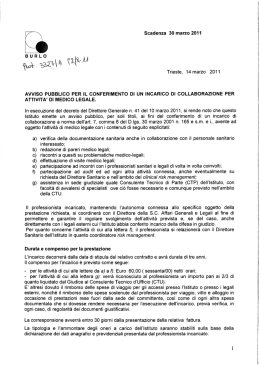 Scadenza 30 marzo 2011 Trieste, 14 marzo 2011