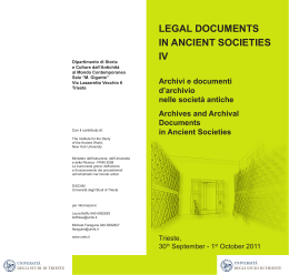LEGAL DOCUMENTS IN ANCIENT SOCIETIES IV Archivi e