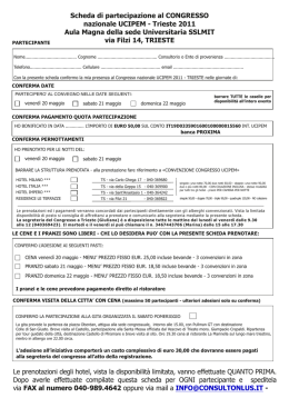 Scheda di partecipazione del Convegno e come raggiungere Trieste