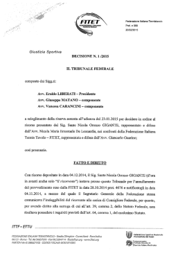 Tribunale Federale - decisione 001 2015