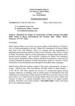 TENDER NO. IT MILAN - Ufficio nazionale del turismo indiano