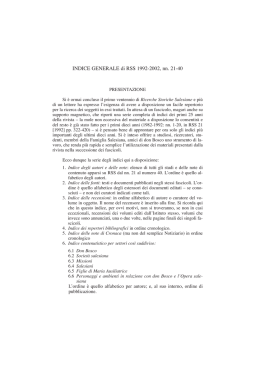 Indice generale RSS (1993-2002), nn. 21-40, a cura di F. Motto