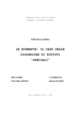 le ecomafie:il caso delle discariche di rifiuti "speciale"