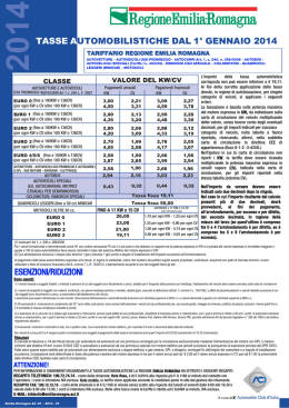 TASSE AUTOMOBILISTICHE DAL 1&deg; GENNAIO 2014 2013