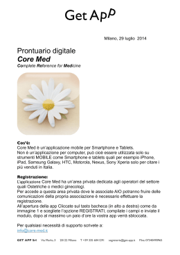 Milano, 29 luglio 2014 Prontuario digitale Core Med