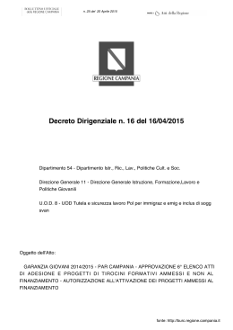 Decreto Dirigenziale n. 16 del 16/04/2015