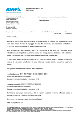 BHW Lebensversicherung AG Ÿ Postfach 10 13 22 Ÿ 31763 Hameln