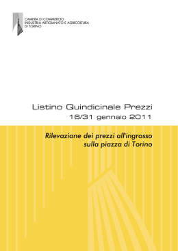Listino n. 02 - Gennaio 2011 - Camera di commercio di Torino