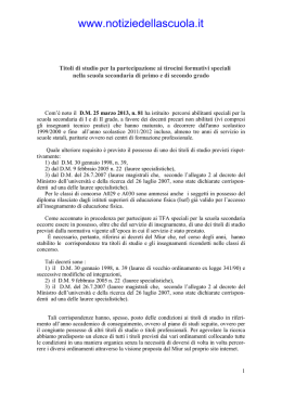 Speciale titoli di accesso scuola secondaria