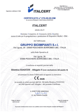ITALCERT S.r.l. viale Sarca, 336 - IT 20126 MILANO MI