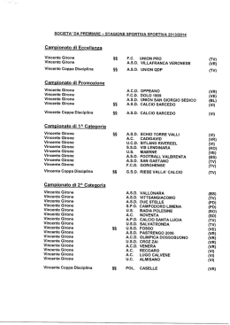 SOCÌETA` DA PREMMRE -- STAGIONE SPORTIVA