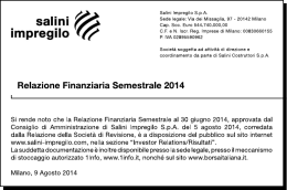 Relazione Finanziaria Semestrale 2014