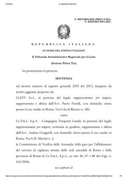 2013 REG.RIC Tar Lazio Clstv- Contro Cotral 12 01 2016