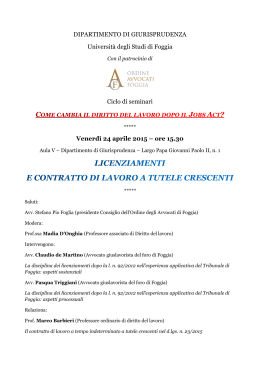 Locandina 24 aprile 2015 Foggia - Ordine degli Avvocati di Foggia