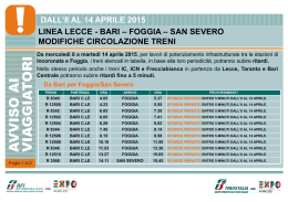 DALL`8 AL 14 APRILE 2015 LINEA LECCE - BARI