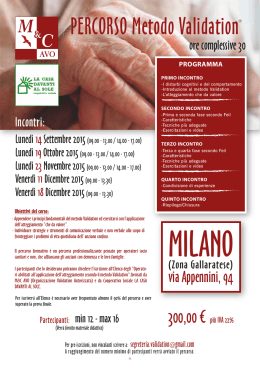 Percorso Validation Settembre 2015 Milano