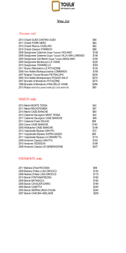 Wine List Toscana reds VENETO reds PIEDMONTE reds