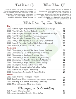 Wine List - Piccolo Mondo Restaurant