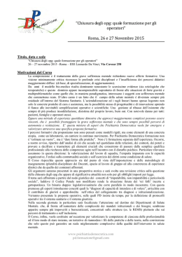 &ldquo;Chiusura degli opg: quale formazione per gli operatori