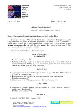 Prot. N. 1595/2015 Roma, 12 ottobre 2015 Ai Sigg.ri Consiglieri