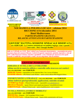 NOI SIAMO LA POLIZIA LOCALE &ndash; edizione 2014 RICCIONE