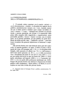 LA CONFIGURAZIONE DELLA CITTADINANZA AMMINISTRATIVA