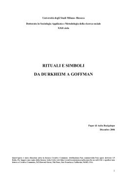 Rituali e simboli da Durkheim a Goffman