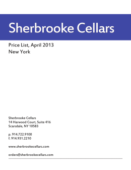 Price List, April 2013 New York
