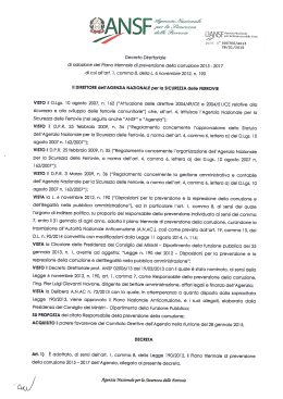 Decreto adozione P.T.P.C. - Agenzia Nazionale per la Sicurezza