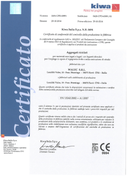 Kiwa Italia S.p.a. Sede Legale: Via C. Goldoni, 1 20129 Milano