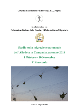 studio sulla migrazione autunnale - Federazione Italiana Della Caccia