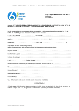 Spett.le SISTEMA ENERGIA ITALIA SRL Via Larga, 7 20122 Milano