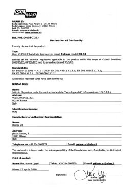 POLMAR Srl Sede operativa: P.zza Adigrat 2 &mdash;20133