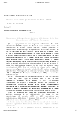 DECRETO-LEGGE 18 ottobre 2012, n. 179 Ulteriori misure urgenti