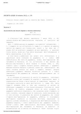DECRETO-LEGGE 18 ottobre 2012, n. 179 Ulteriori misure urgenti