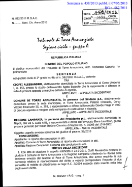Sentenza n. 458/2013 pubbl. il 07/05/2013 RG n. 582/2011