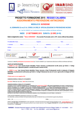 PROGETTO FORMAZIONE 2015 - REGGIO CALABRIA