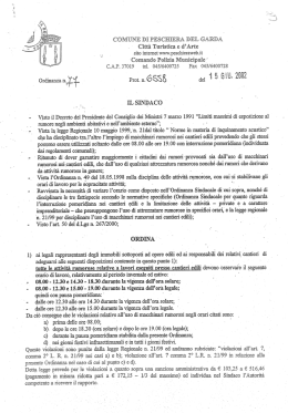 Ordinanza Sindaco 77/2002 orari lavori rumorosi