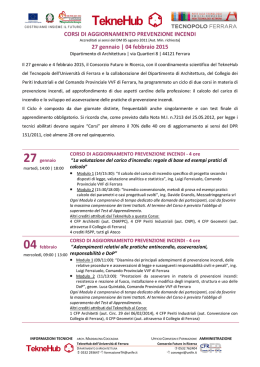 CORSI DI AGGIORNAMENTO PREVENZIONE INCENDI 27 gennaio