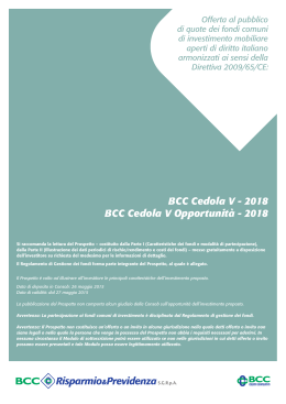 BCC Cedola V - 2018 BCC Cedola V Opportunità
