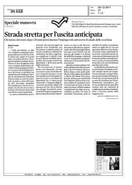 tabella pensionamento uomini, Il Sole 24 Ore 5/12/2011