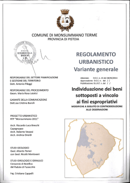 Individuazione dei beni sottoposti a vincolo ai fini espropriativi