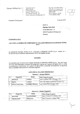 Lista Candidati al Collegio Sindacale presentata dal socio Zignago