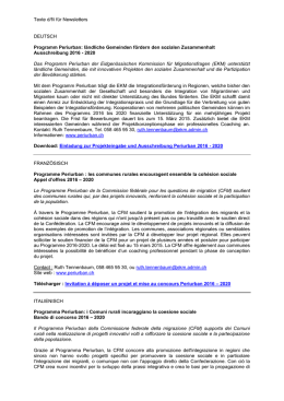 Texte d/f/i f&uuml;r Newsletters DEUTSCH Programm Periurban: l&auml;ndliche