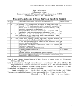 Programma del corso di Fisica Tecnica e Macchine 8 crediti