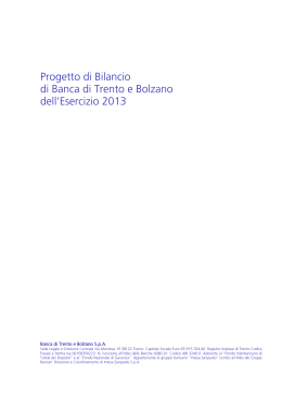 Progetto di Bilancio di Banca di Trento e Bolzano delliEsercizio 2013