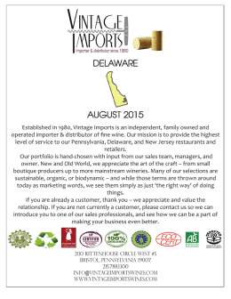 DELAWARE AUGUST 2015 - Vintage Imports, Inc.
