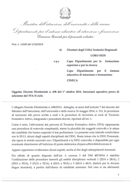 Nota 11020 del 1 ottobre 2014 - Istruzioni operative prove selettive II
