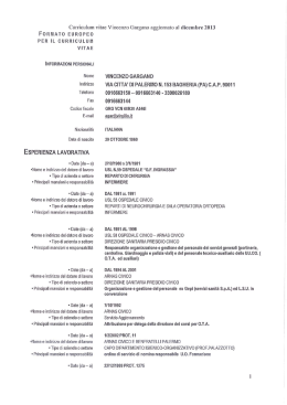 Curriculum vitae Vincenzo Gargano aggiornato al dicembre