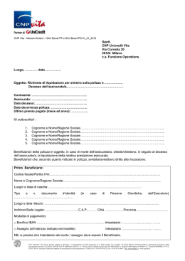 Spett. CNP Unicredit Vita Via Cornalia 30 20124 Milano c.a.